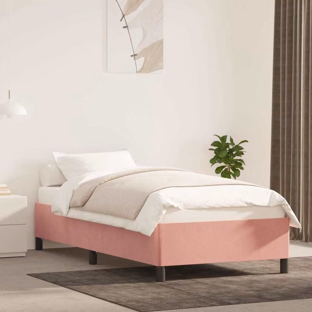 vidaXL Giroletto in Velluto Rosa con Struttura in Legno L/P: 80 x 200 cm