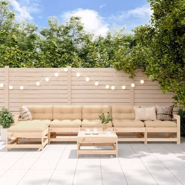 Set Salotto da Giardino 7 pz in Legno Massello di Pino 3186424