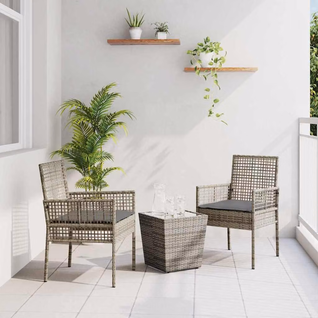 Maison Exclusive - Set Bistro da Giardino 3 pcs Grigio polyrattan