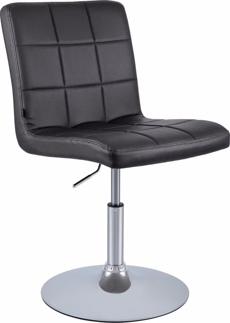 Sedia da pranzo Ricky, rivestita in ecopelle, regolabile in altezza, girevole a 360°, colore nero. (CLP)