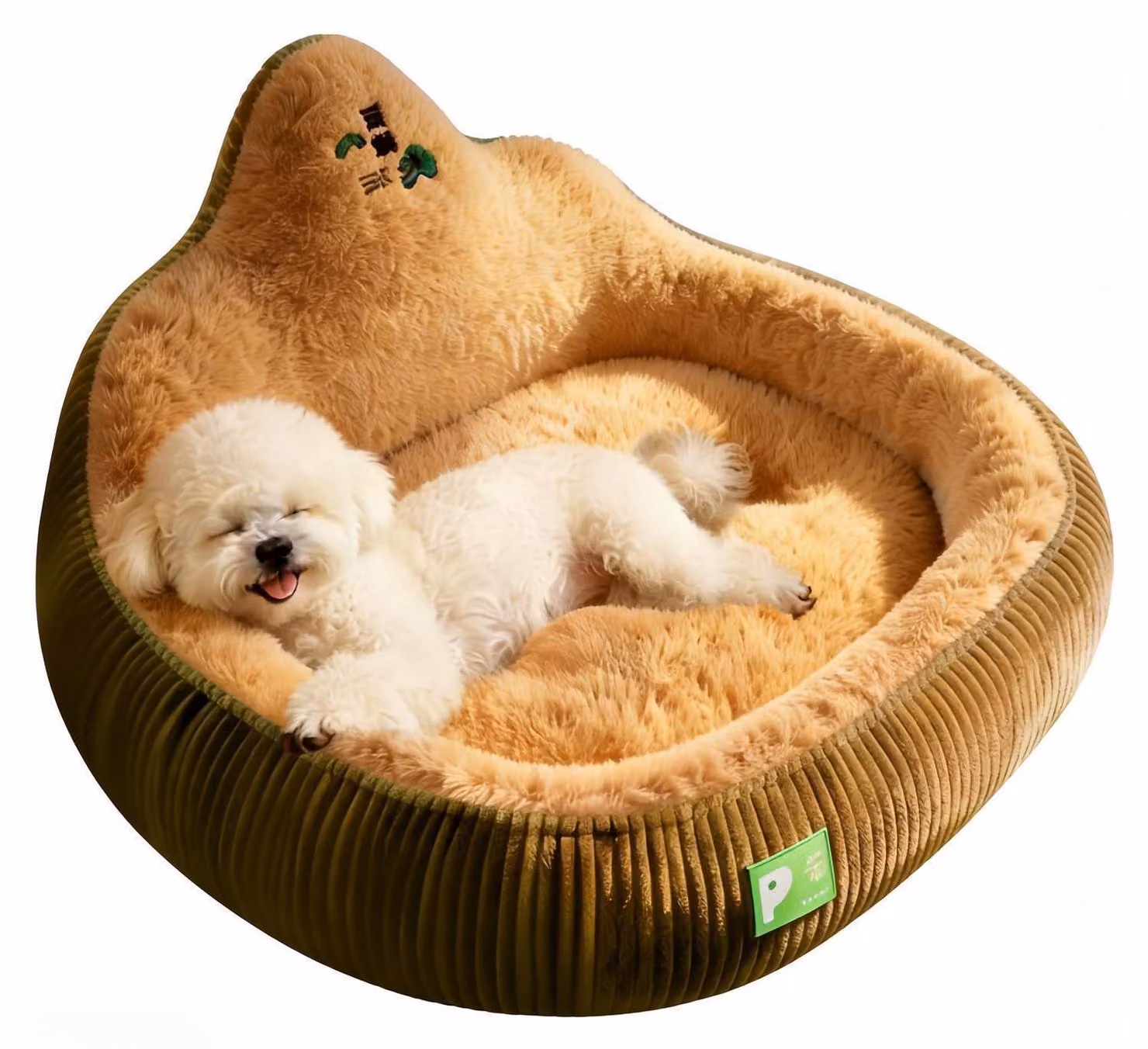 Cuccia per cani con poggiatesta, isolante, ortopedica, lavabile, color marrone