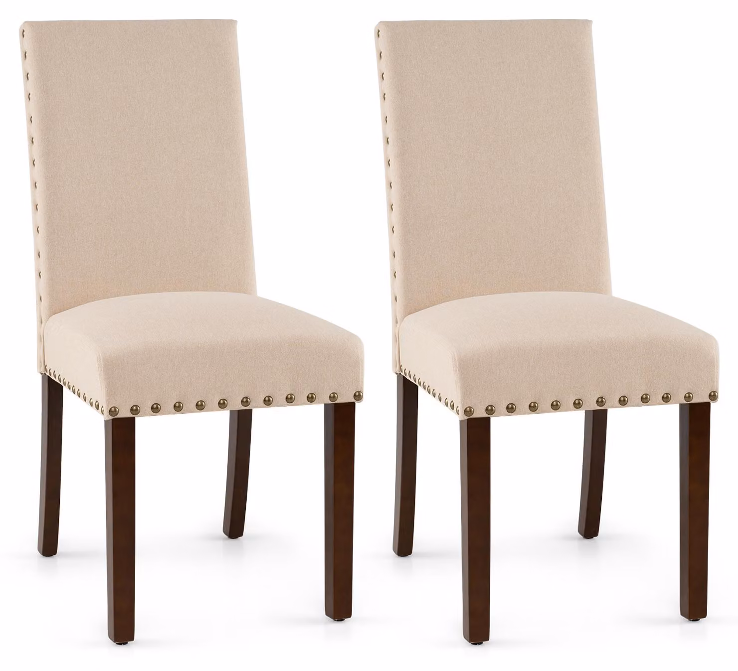 Set da 2 sedie da pranzo COSTWAY, sedie da cucina con seduta e schienale imbottiti, sedie da tavolo da pranzo con gambe in legno di gomma, sedie imbottite