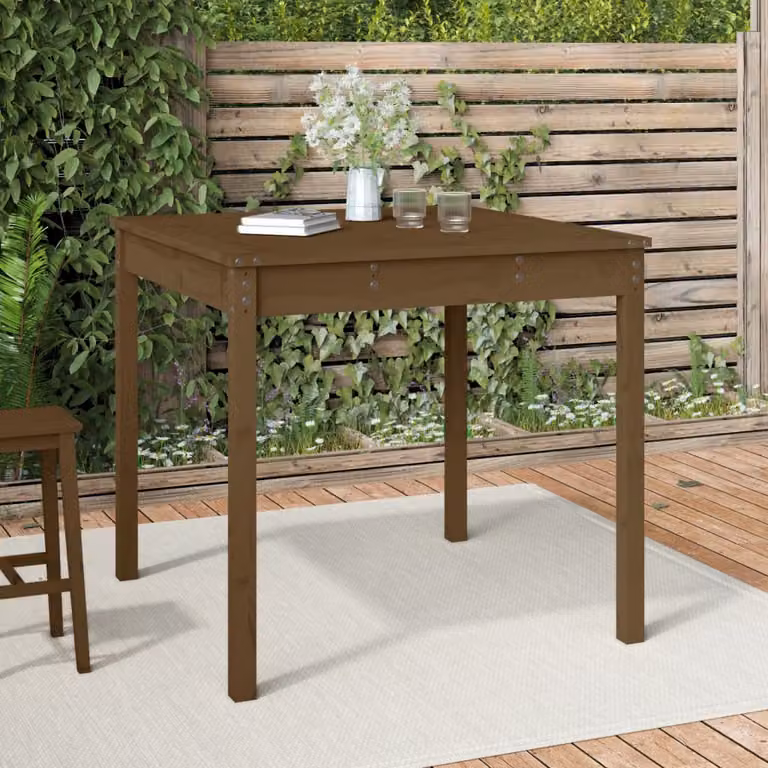 vidaXL Tavolo da Giardino Quadrato in Legno di Pino Massello, Colore Marrone, L/P/H: 82,5 x 82,5 x 76 cm