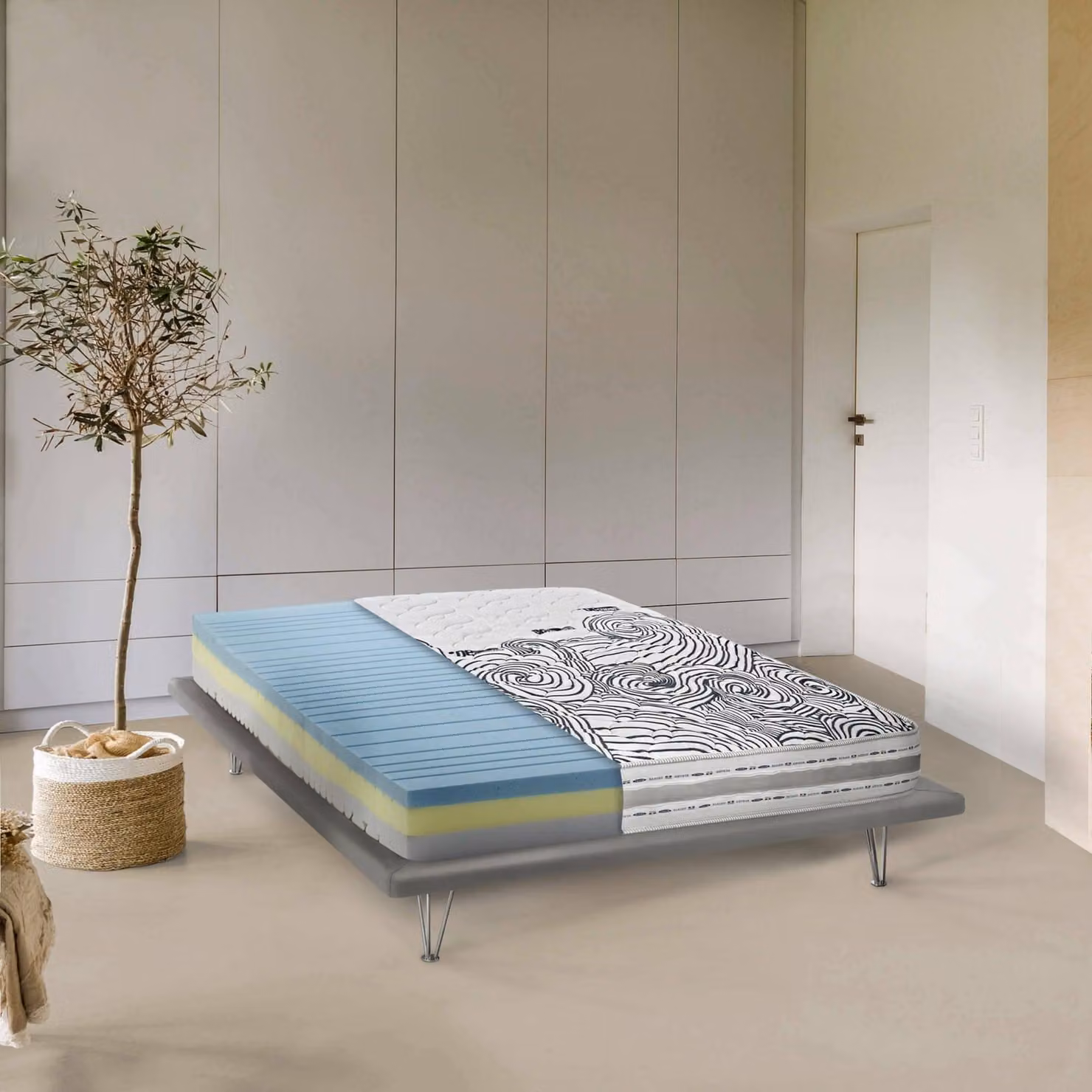 Talamo Italia Materasso Piazza e Mezza Malika 120x190x22h cm Bianco, Sfoderabile Grado Rigidità 4/5  Italy