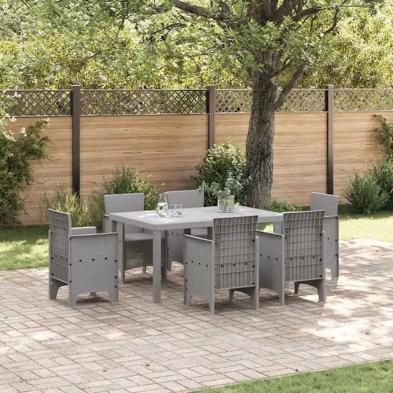 Tavolo da giardino rettangolare vidaXL in polyrattan grigio chiaro L: 150 cm, P: 100 cm, H: 73 cm
