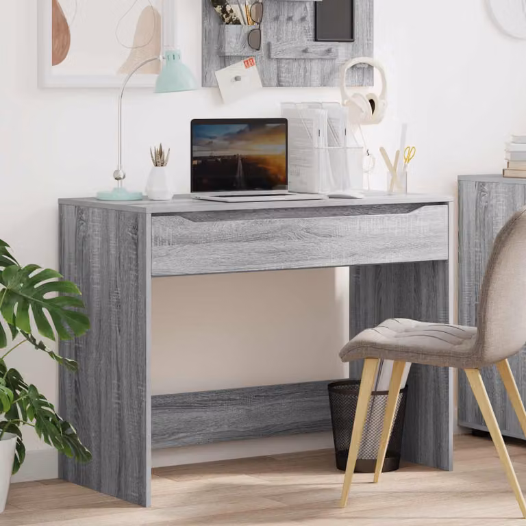 Scrivania da scrittura vidaXL in legno MDF grigia L: 100 cm, P: 50 cm, H: 78 cm