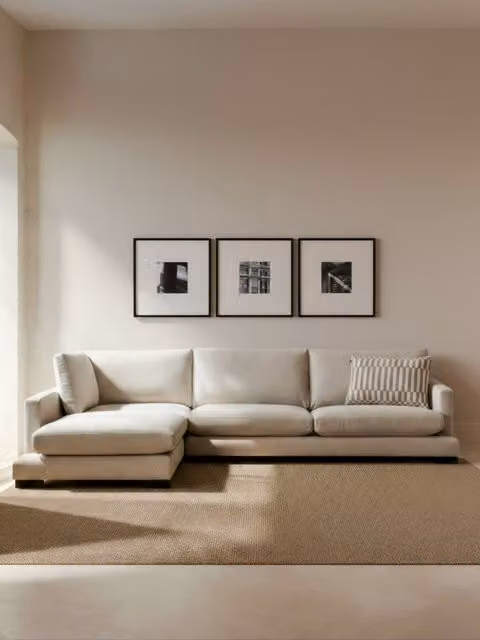 Divano Crate con chaise longue sinistra a 4 posti beige Kenay Home L: 270 cm