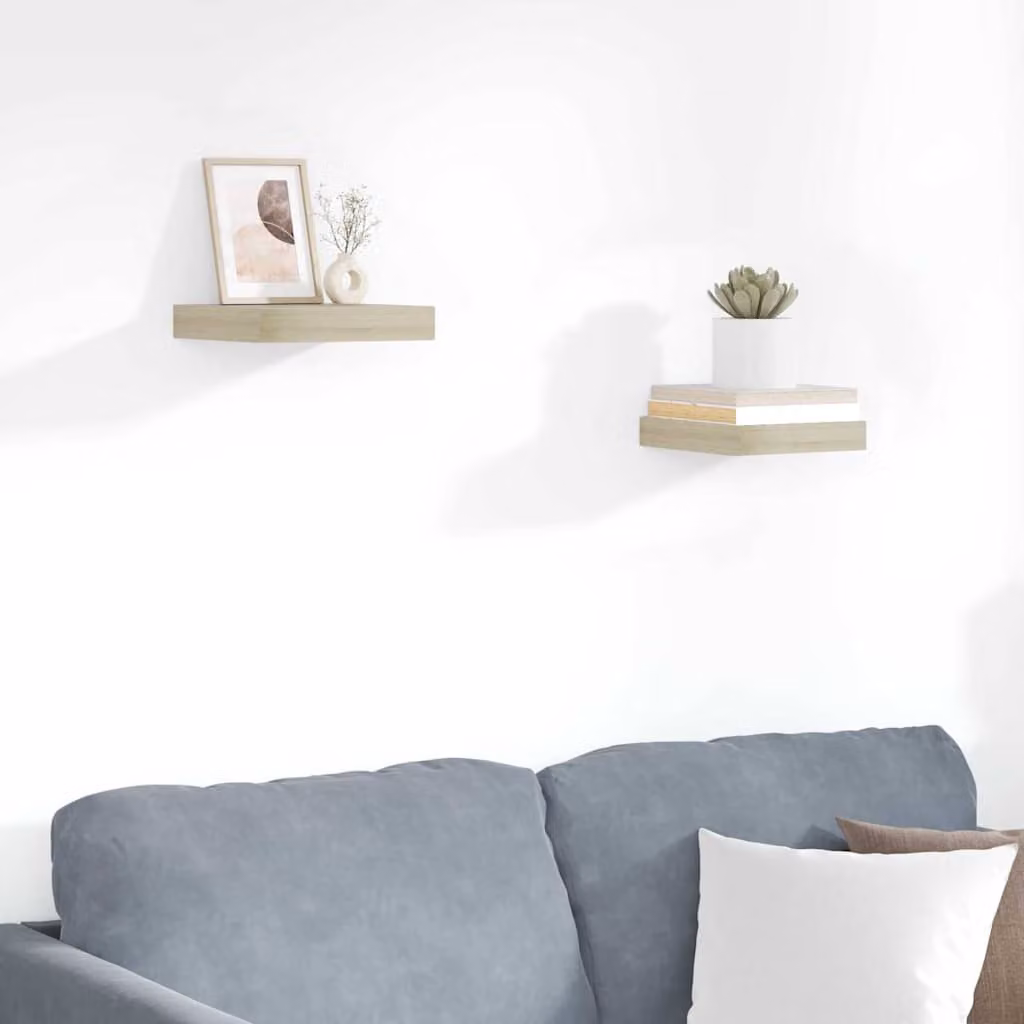 Set di 2 Scaffali a Parete vidaXL in MDF Colore Rovere L: 23 cm, P: 23,5 cm, H: 3,8 cm