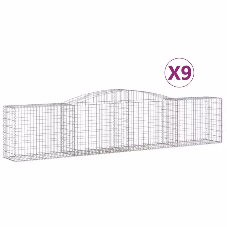 Cesti Gabbioni ad Arco 9 pz 400x50x80/100 cm Ferro Zincato