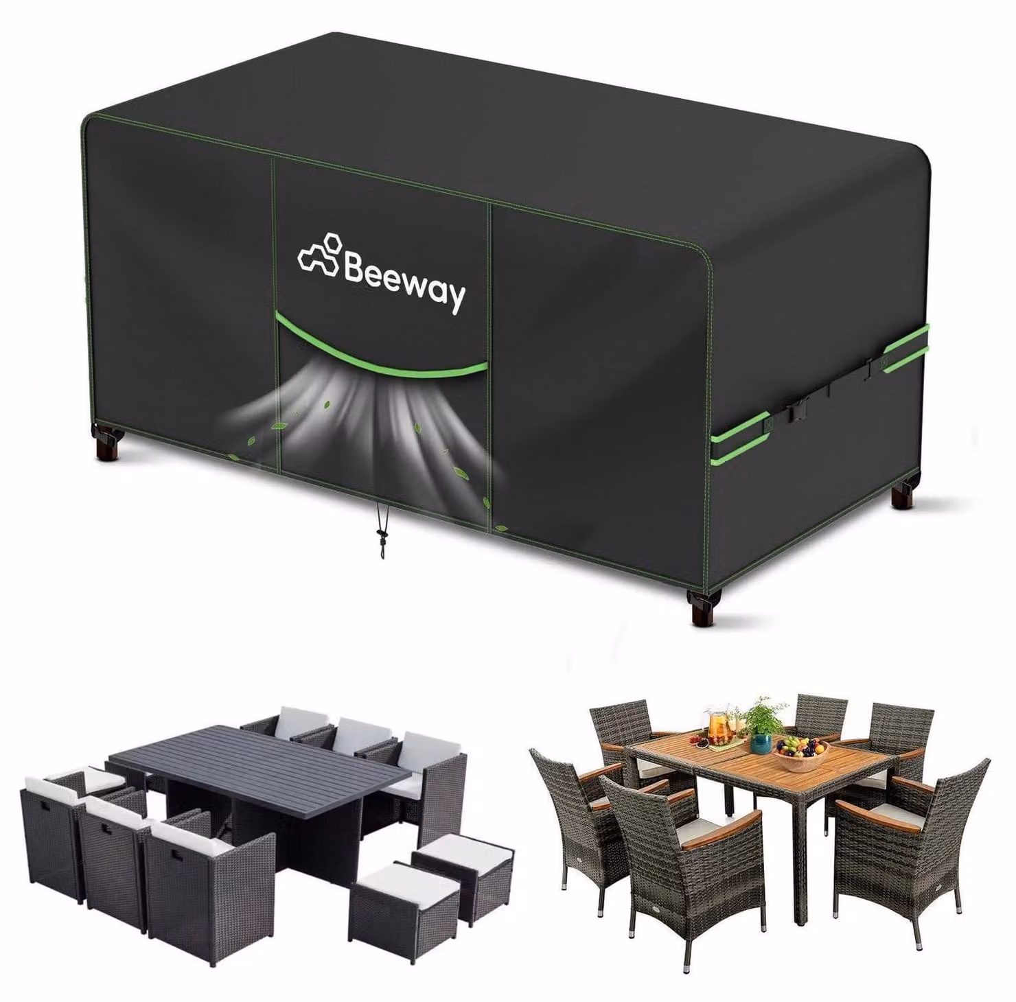 Copertura impermeabile per mobili da giardino, dimensioni 183x122x73 cm, tessuto Oxford 420D, colore nero
