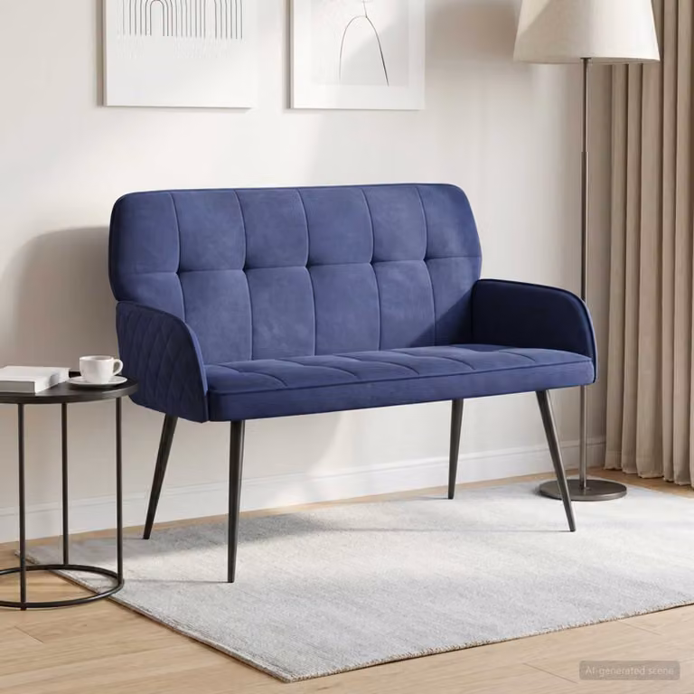 vidaXL Divano a 2 posti con gambe in metallo 2 posto Blu Polizia