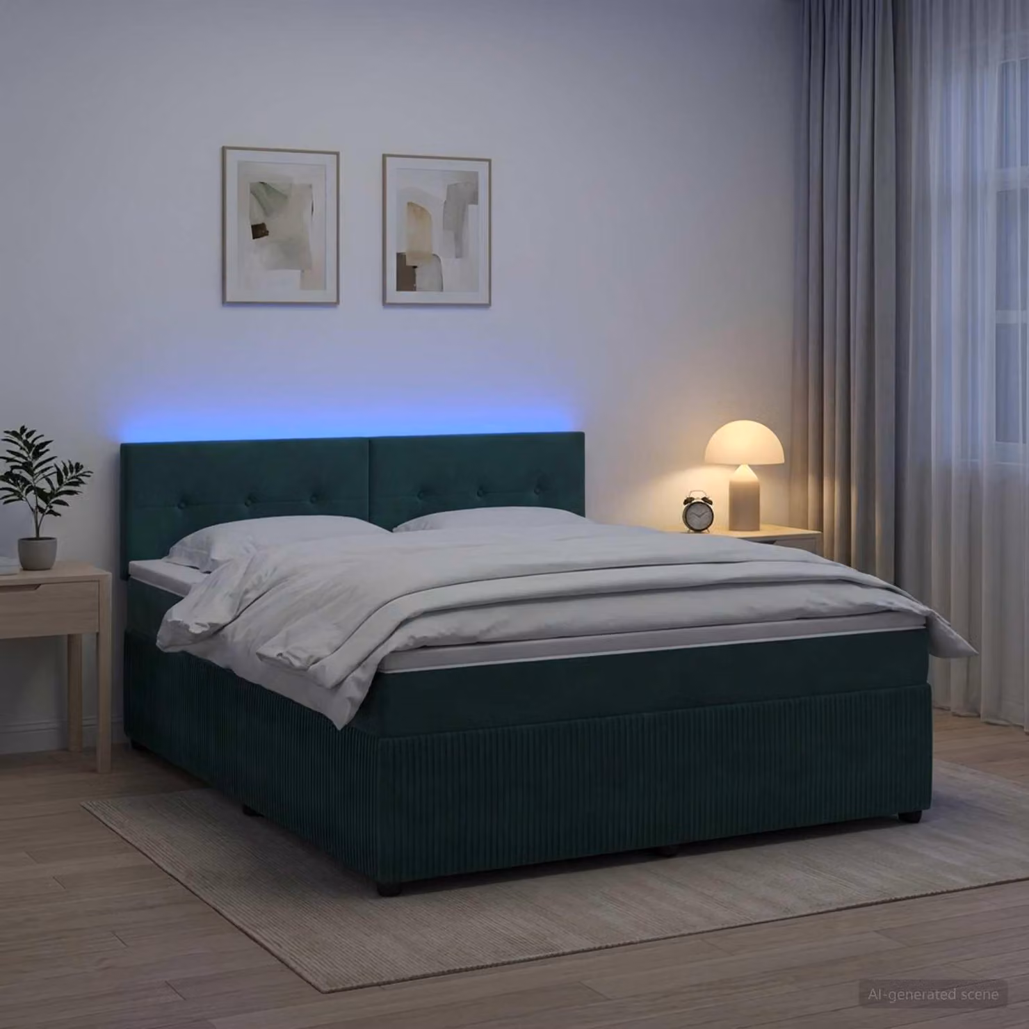 Maison Exclusive - Letto boxspring con materasso verde scuro 140 x 190 cm velluto