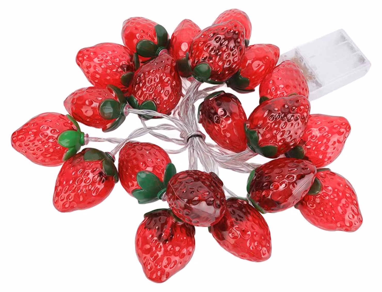 Catena luminosa a forma di fragola, 20 LED, 3 metri, alimentata a batteria, luce bianco caldo