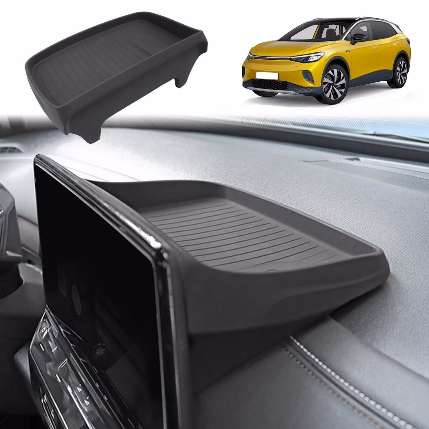 Contenitore portaoggetti per la console centrale, compatibile con VW ID.4, ID.5 GTX Pro, modelli dal 2021 al 2026. Organizer per interni, colore nero