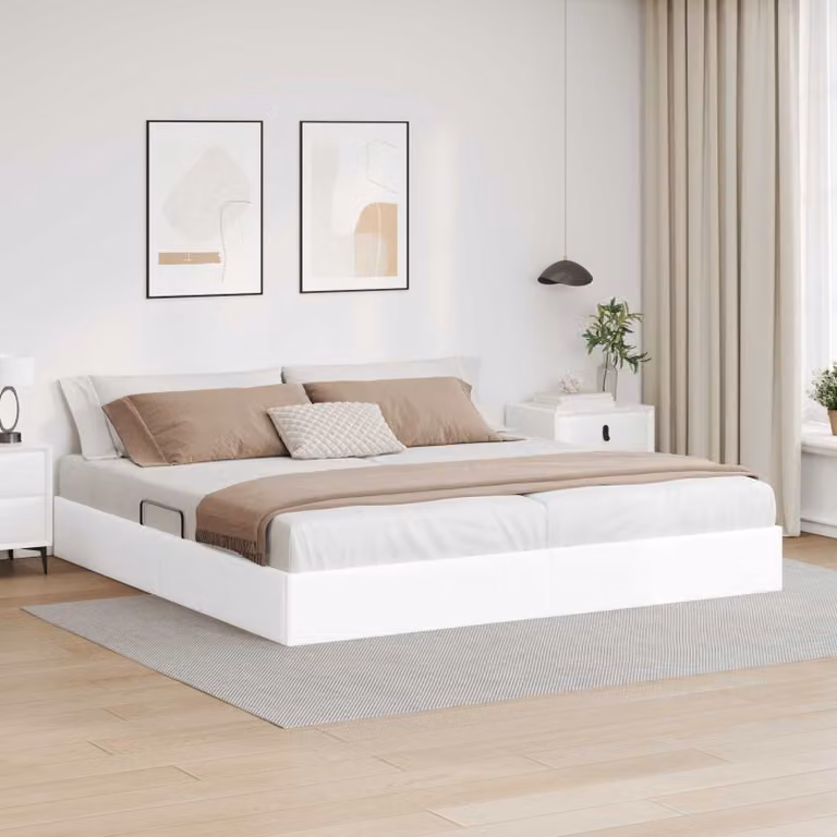 Letto ottomano vidaXL in pelle sintetica bianco, L 200 cm x P 200 cm x H 280 cm
