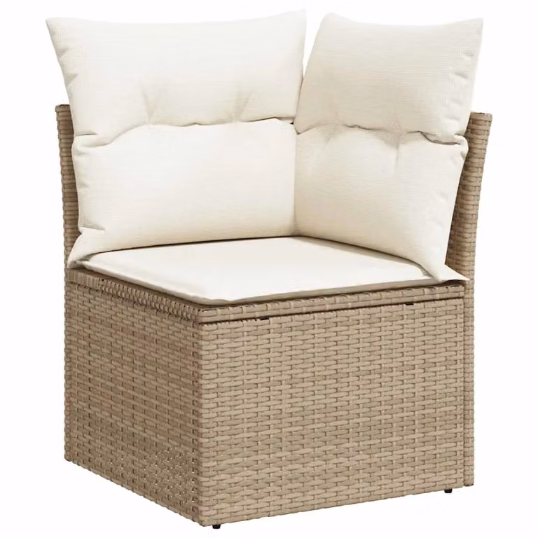 vidaXL Set Divano da Giardino a Forma di U con 12 Pezzi, Beige, con Cuscini e Tavolino da Caffè in Rattan e Acciaio