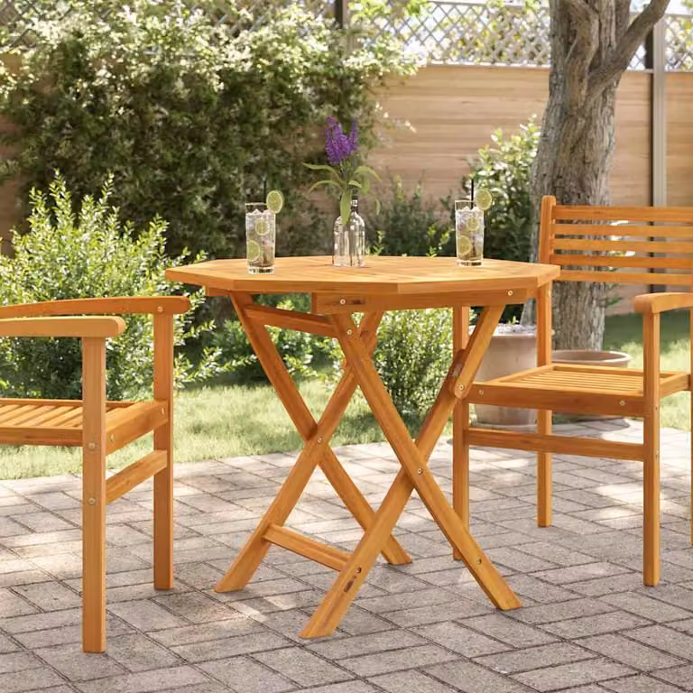 vidaXL Tavolo da Giardino Pieghevole in Legno di Teak Marrone L: 85 cm, P: 85 cm, H: 76 cm