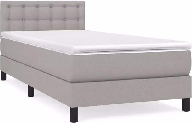 Letto singolo | Letto per adulti | Giroletto a Molle con Materasso Grigio Chiaro 90x200 cm Tessuto