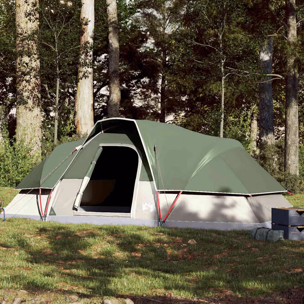 Tenda da campeggio a cupola vidaXL per 9 persone, impermeabile, verde