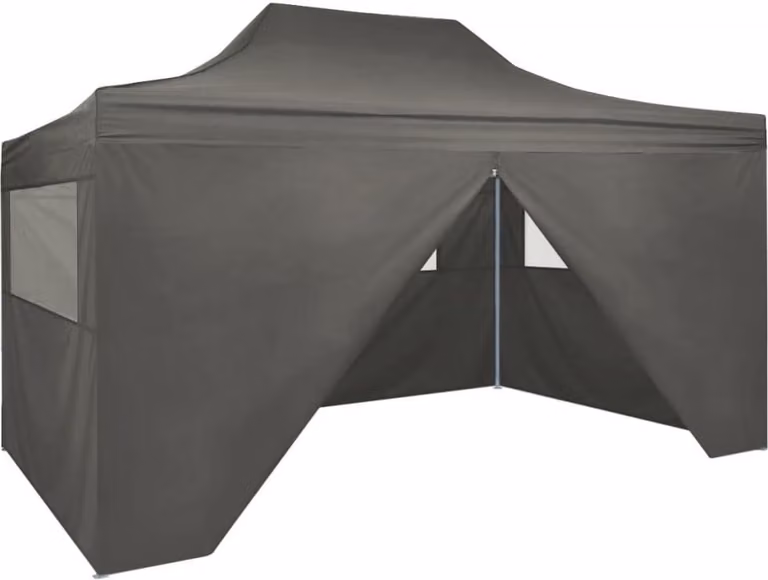 The Living Store Tenda professionale pieghevole per feste con 4 pareti laterali 3×4 m in acciaio antracite