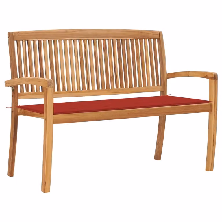 Panca da giardino impilabile con cuscino 128,5 cm in teak massiccio
