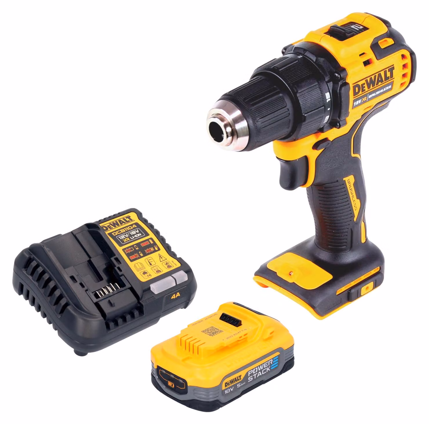 Trapano avvitatore a batteria DeWalt DCD 708 H1 18 V 65 Nm Brushless + 1x batteria Powerstack 5,0 Ah + caricabatteria