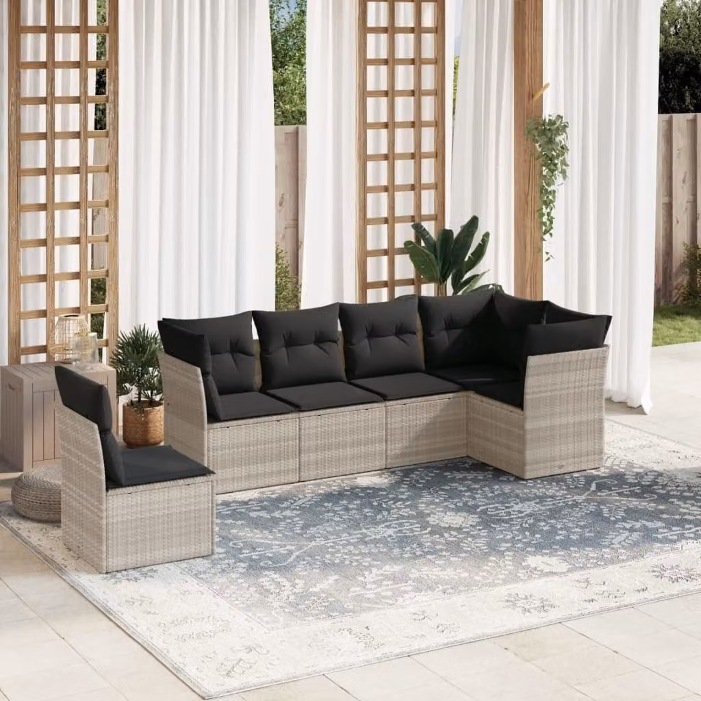 Maison Exclusive - Set Divano da Giardino 6pz con Cuscini Grigio Chiaro Polyrattan