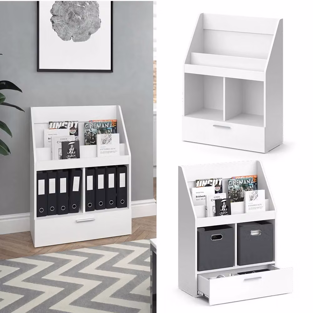 Libreria Vicco Bianco con pannello posteriore, design minimalista, L: 72 cm, H: 96,2 cm – 2