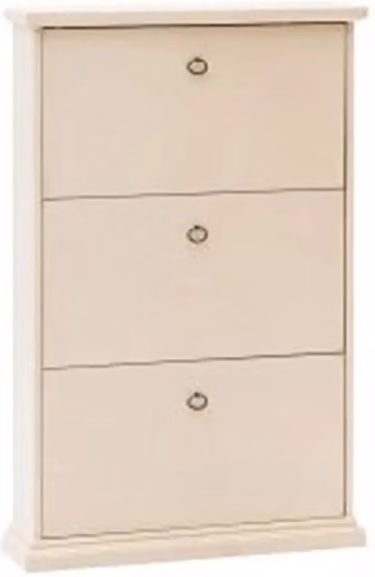 Scarpiera in legno Shabby chic avorio 3 ante liscie con anelli