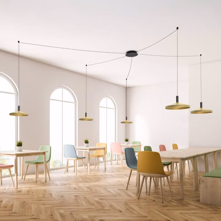 Molto Luce Lampada a sospensione LORA II, dimmerabile, Ottone / Oro, Soggiorno / Sala da pranzo, Metallo, Moderno, Lampada a sospensione