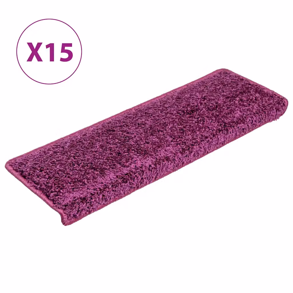 vidaXL Tappetini per scale 15 pz 65x21x4 cm Viola Bordo rettangolare