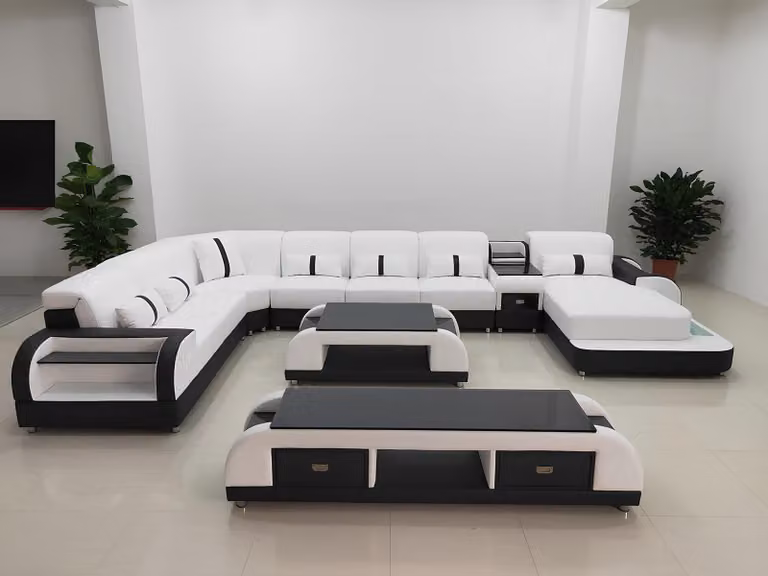 Wohnlandschaften Ecksofa Couch Garnitur Leder Polster Sitz Ecke Sofa U-Form xxl