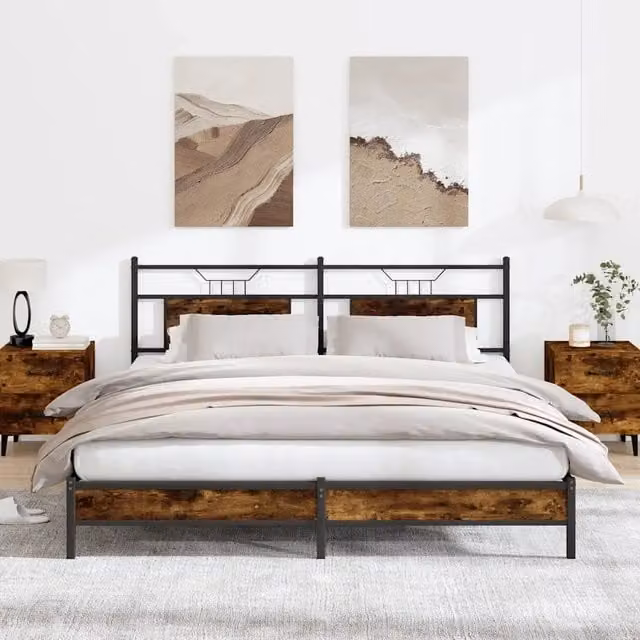 Struttura Letto Design Mania in Rovere Fumo e Metallo, L/P/H: 160 x 200 x 91.5 cm – 1