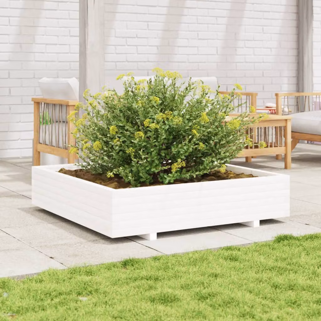 Fioriera da giardino vidaXL in legno di pino bianca L: 110 cm, P: 110 cm, H: 26,5 cm – 1