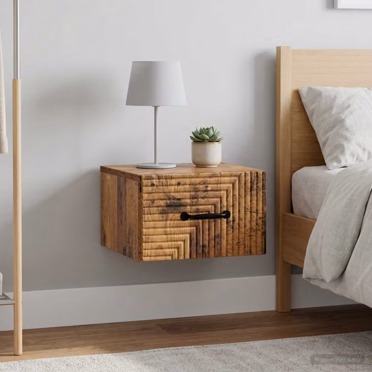 Set di 2 comodini sospesi vidaXL in legno color marrone con design moderno e finitura opaca L: 34,5 cm, P: 33 cm, H: 20 cm