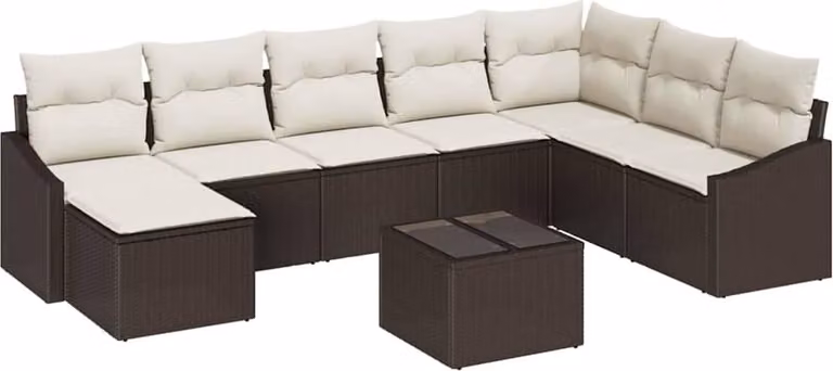 Set Divano da Giardino 8 pcs Marrone e Crema polyrattan