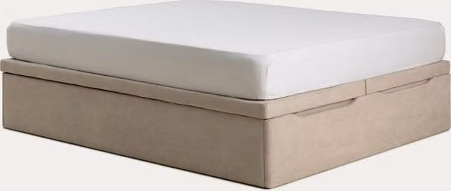 Letto contenitore imbottito Kenay Home colore perla con base a sollevamento L/P: 160 x 200 cm