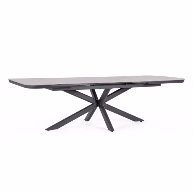 Tavolo allungabile PASCAL in pietra naturale e struttura in alluminio antracite 200×100 cm – 260×100 cm