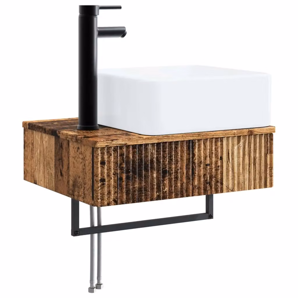Lavabo da parete vidaXL in legno antico marrone L: 53 cm, P: 35 cm, H: 39 cm – 2