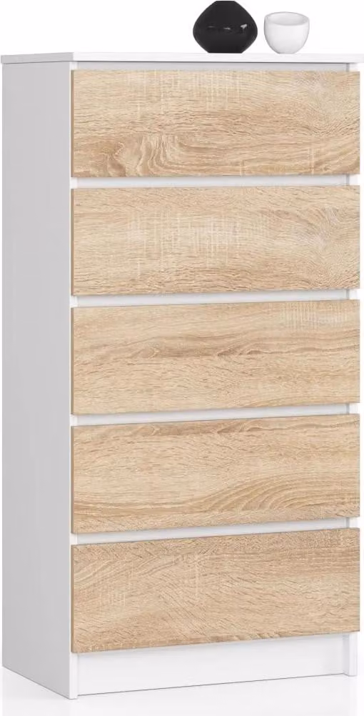 Cassettiera alta SAVRILA - bianco / rovere sonoma