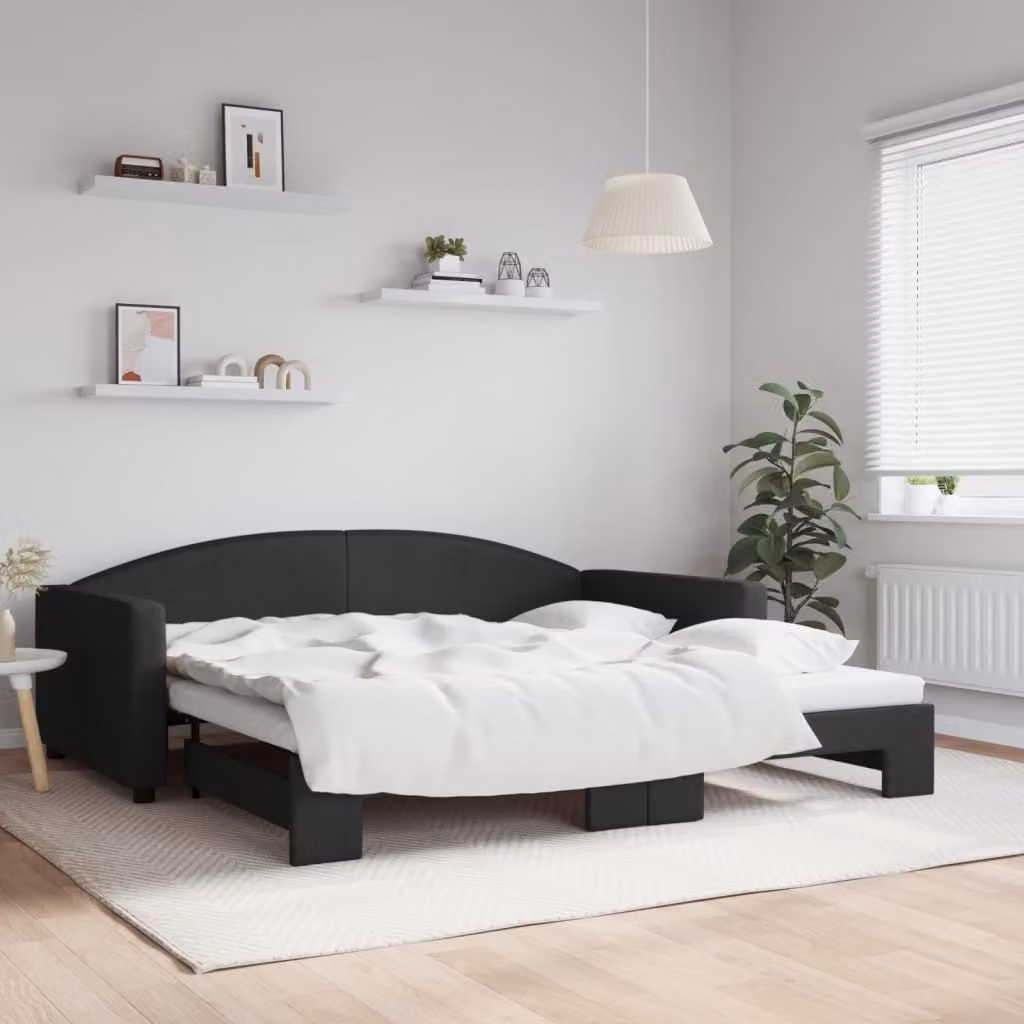 vidaXL Divano Letto con Letto Estraibile Nero in Tessuto L: 223 cm, P: 110 cm, H: 75 cm