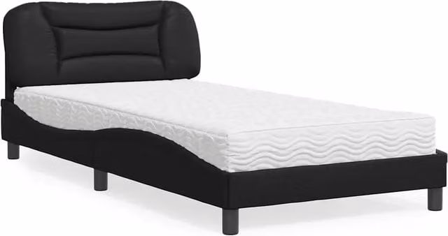 Letto con Materasso Hvar vidaXL in Similpelle Nero 100x200 cm – 1