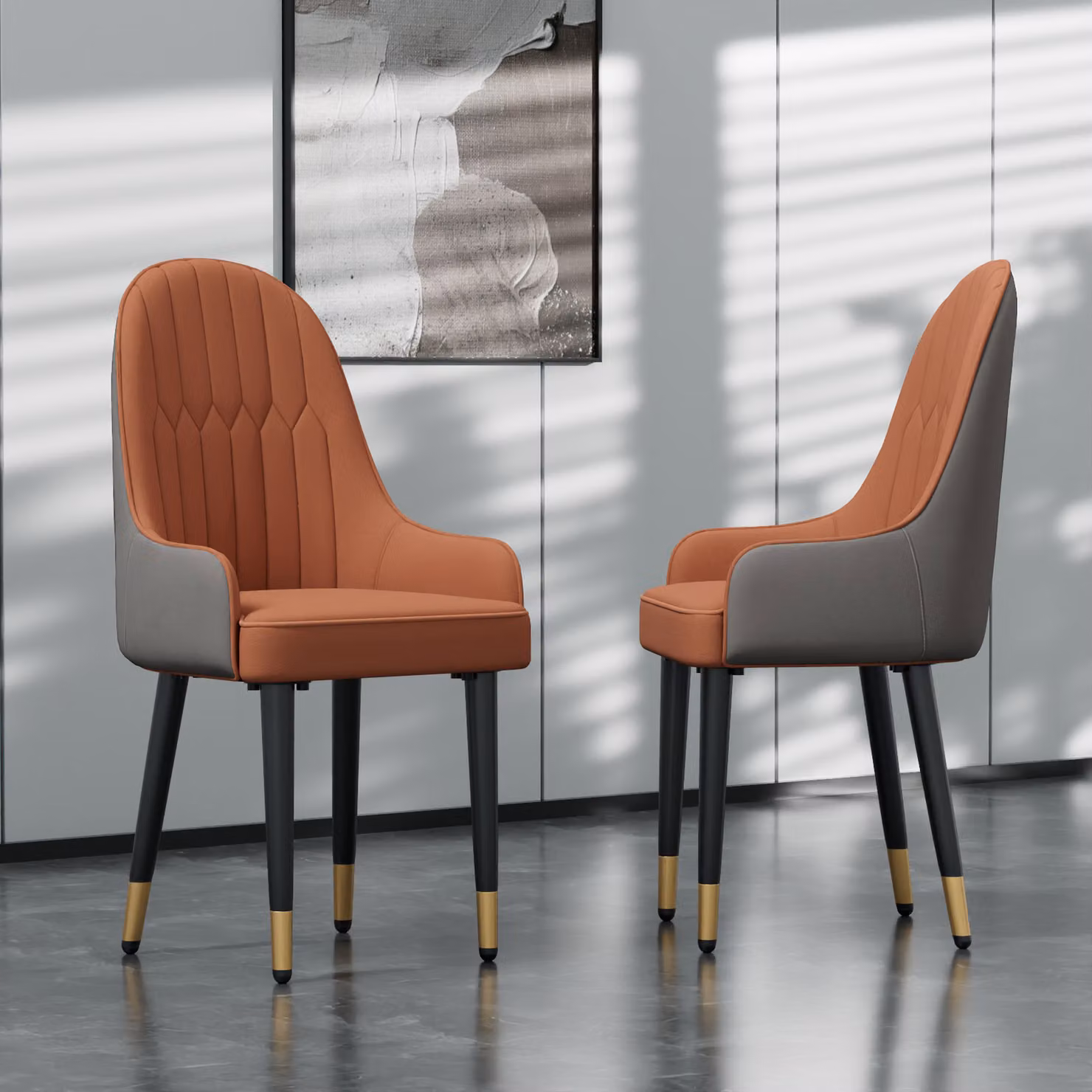 WISFOR set di 2 sedie da pranzo in pelle e metallo con braccioli Sedie da tavolo ergonomiche sedie da cucina 150 kg sedie da catering con schienale