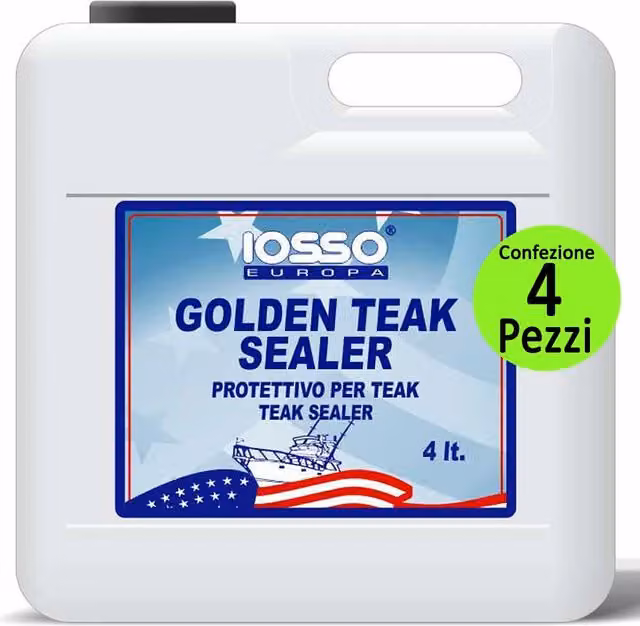 Multipack da 4 pezzi di Iosso Sealer Trattamento Sigillante per Teak a base di oli pregiati, trasparente, 4 l ciascuno