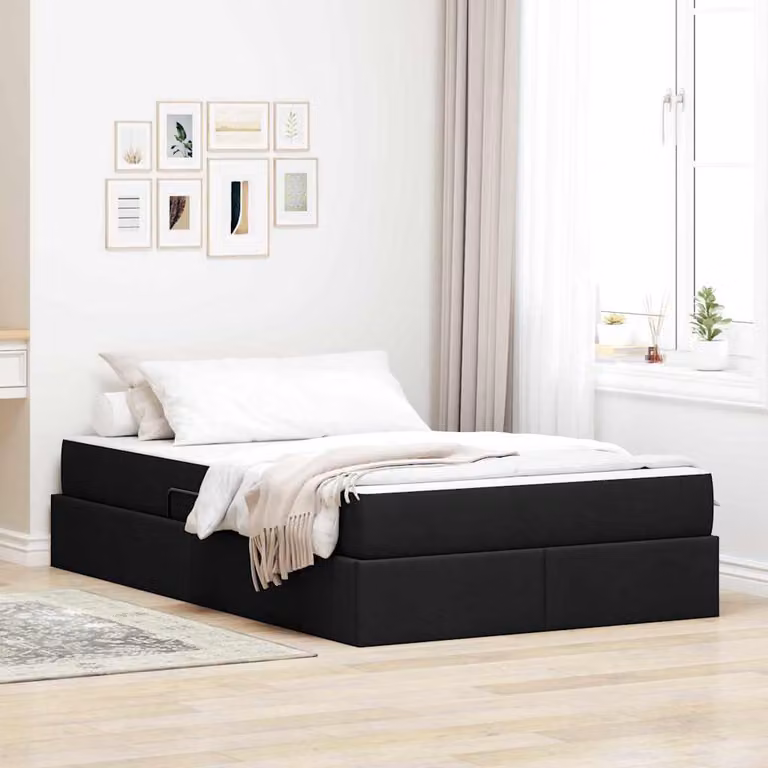 Letto con contenitore e materasso vidaXL Nero L: 120 cm, P: 200 cm, H: 280 cm