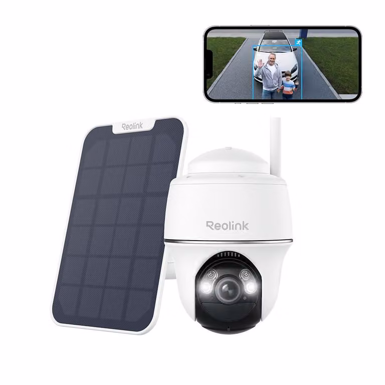 Telecamera di sorveglianza Reolink 2k+ 5MP a batteria/pannello solare, WiFi 5/2,4 GHz, visione notturna a colori, panoramica e inclinazione, rilevamento persone/veicoli/animali, IP64