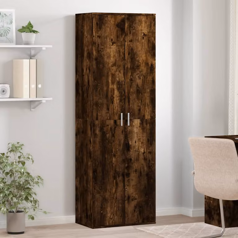 vidaXL Credenza Moderna in Rovere Fumo e Legno MDF, Colore Marrone, L 60 cm x P 35 cm x H 180 cm