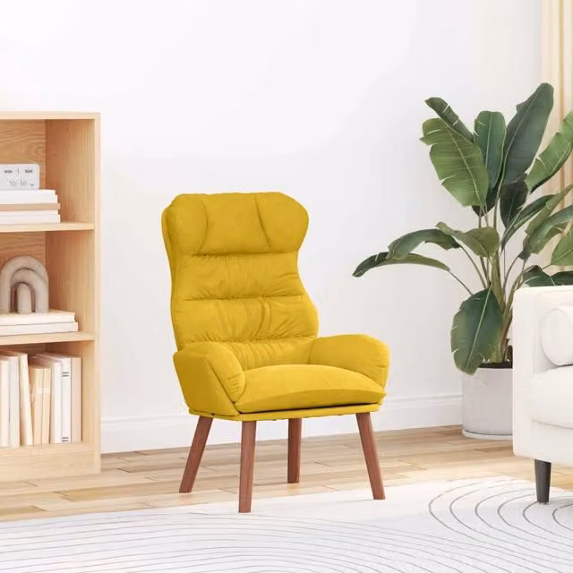 Poltrona moderna in velluto giallo con braccioli e struttura in legno 878305 L/P/H: 69 x 74 x 93 cm – 1