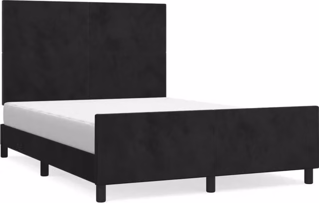 Letto matrimoniale | Letto per adulti | Giroletto senza Materasso Nero 140x190 cm in Velluto