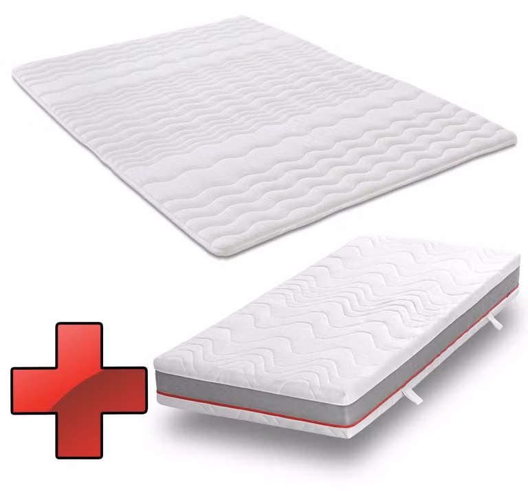 Materasso ergonomico a molle insacchettate Sleezzz Premium 90 x 200 cm, altezza 23 cm, grado di rigidità H2/H3 + coprimaterasso / imbottitura per materasso 90 x 200 cm